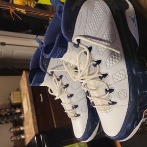 White and Blue Athletic Sneakers